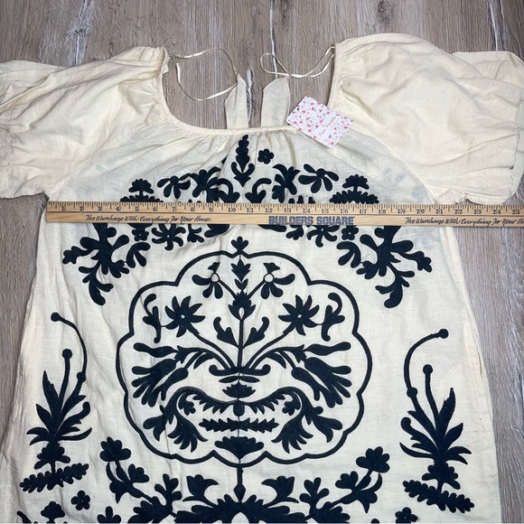Free People Women’s Fiona Embroidered Mini Dress Ivory Combo Boho Size Small - Picture 14 of 16